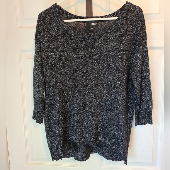 (1361) A New Approach (ANA) Woman's Crewneck Metallic Blouse, Small, Black - Picture 3 of 12